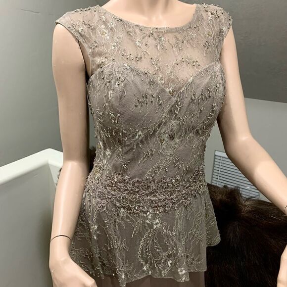 Elegant  Floral Lace with Exquisite Crystal Beads Gown - Picture 2 of 16